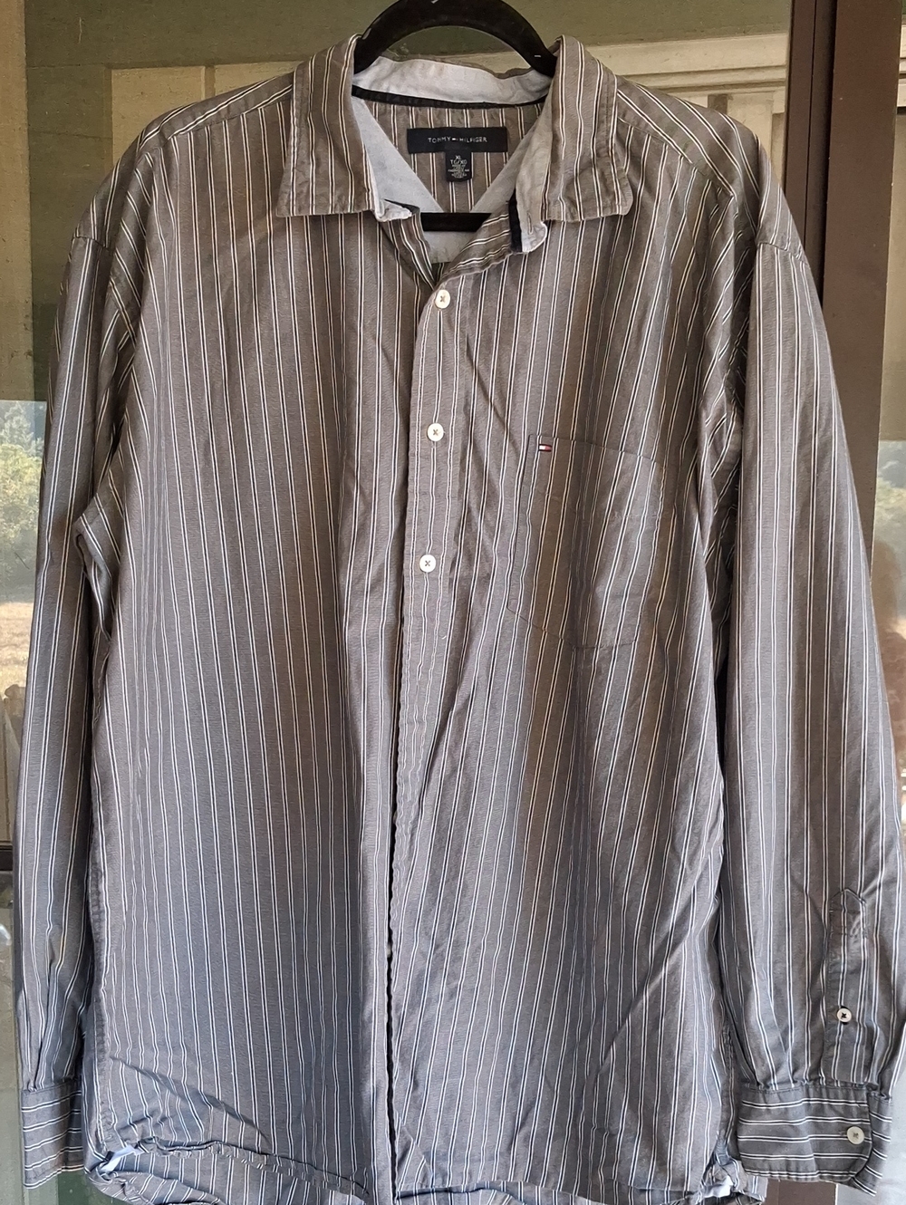 Tommy Hilfiger Men’s Gray Pinstripe Button-Up Shirt
